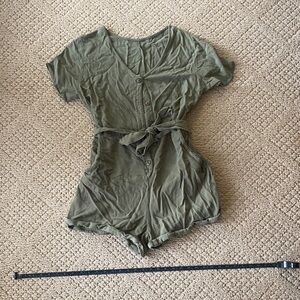 Green Button-Up Romper